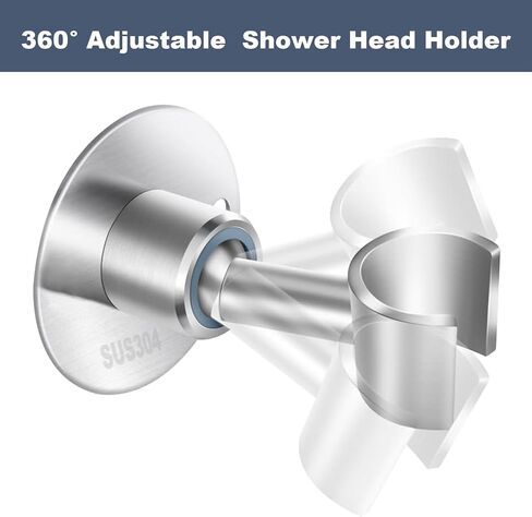 Shower Head Holder 360° Adjustable Handheld Bathroom Shower Head Bracket SUS304 Stainless Steel Wall Mount Shower Spray Holder No Drill Adhesive Mount Handheld Shower Head Holder Brushed Finish in Saudi Arabia