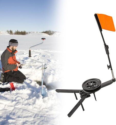 2pieces Ice Fishing Rod Tip Up Outdoor Winter Fishing Equipment Gears Tip Up Strikes Indicators with Poles Flags for Angler in Saudi Arabia