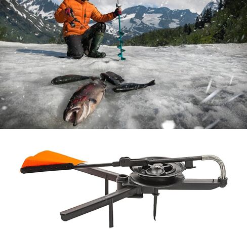 2pieces Ice Fishing Rod Tip Up Outdoor Winter Fishing Equipment Gears Tip Up Strikes Indicators with Poles Flags for Angler in Saudi Arabia