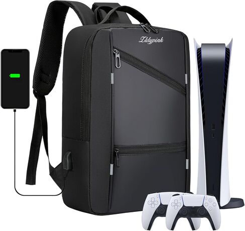 Gaming Travel Backpack for PS5/PS5 Slim, Protective Carrying Case Storage Bag Compatible with PlayStation 5 Console with USB Port for Game Disc, Controllers and More Gaming Accessories in Saudi Arabia