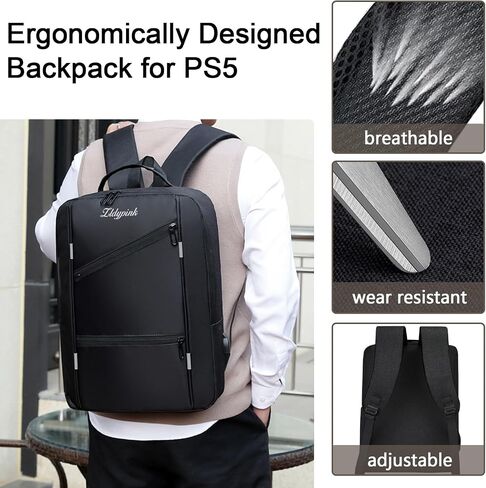 Gaming Travel Backpack for PS5/PS5 Slim, Protective Carrying Case Storage Bag Compatible with PlayStation 5 Console with USB Port for Game Disc, Controllers and More Gaming Accessories in Saudi Arabia