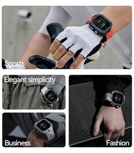 AULUMU A01 CORBON CARBON CASE مع Apple Watch Ultra Band 49mm | تصميم خفيف الوزن فاخر | فقط لفرقة Apple Watch Ultra 1/2 49mm | علبة ألياف الكربون مع الأشرطة السوداء in Kuwait