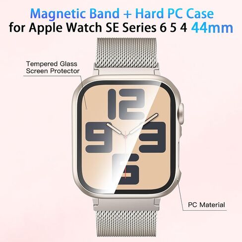 Magnetic Band and Case for Apple Watch Band 40mm 41mm 42mm 44mm 45mm 46mm Women/Men, Stainless Steel Milanese Loop Strap, Full Protective Cover for iWatch SE Series 11/10/9/8/7/6/5/4 in Saudi Arabia