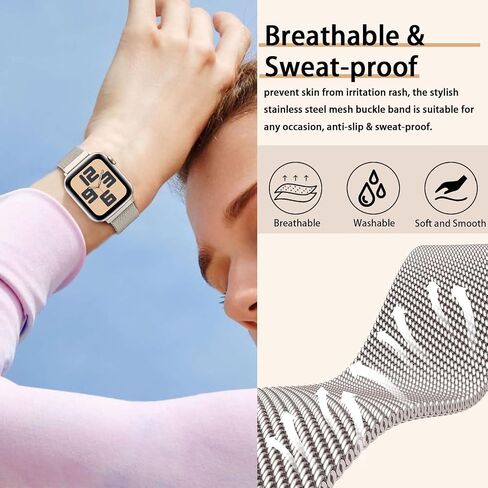 Magnetic Band and Case for Apple Watch Band 40mm 41mm 42mm 44mm 45mm 46mm Women/Men, Stainless Steel Milanese Loop Strap, Full Protective Cover for iWatch SE Series 11/10/9/8/7/6/5/4 in Saudi Arabia