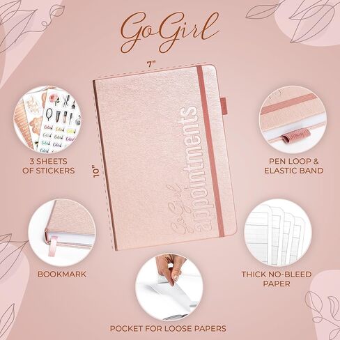 كتاب مواعيد صالون GoGirl - كتاب حجز لصالونات التجميل والمنتجعات الصحية ومصففي الشعر وأخصائيي التجميل - مخطط حجز التطبيقات، 7 × 10 بوصة (وردي فاقع) in Kuwait