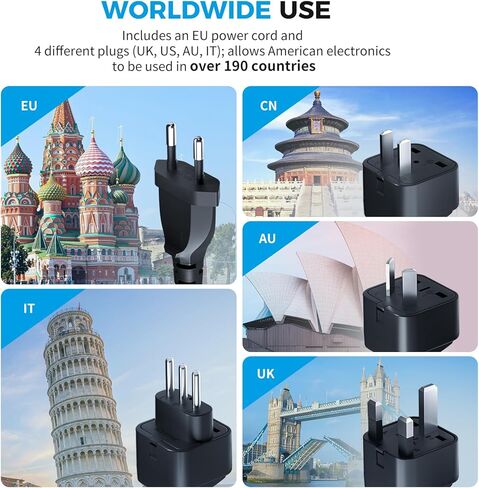 500W محول جهد موجة جيبية نقية الولايات المتحدة إلى أوروبا ، محول 220 فولت إلى 110 فولت للسفر الأوروبي ، محول محول الطاقة كومبو PD ل CPAP Fordener in Kuwait