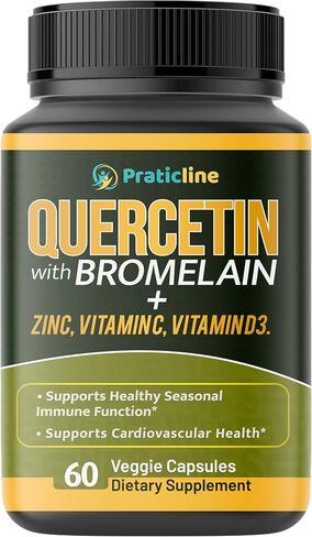 Quercetin with Vitamin C and Zinc - Quercetin with Bromelain - Quercetin 500mg - Zinc Quercetin - 60 Veggie Caps - Quercetin Supplements + Vitamin D3 - (Non-GMO, Gluten-Free, Vegan) 2 Month Supply in Saudi Arabia