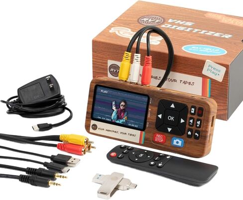 RVT Digitizer 3.0 – VHS to Digital Converter | Convert VHS to Phone & TV Instantly | Works with iPhone & Android USB-C | No Computer Needed | Includes 32GB USB, Screen, HDMI Out | Hi8 Camcorder to MP4 in Saudi Arabia