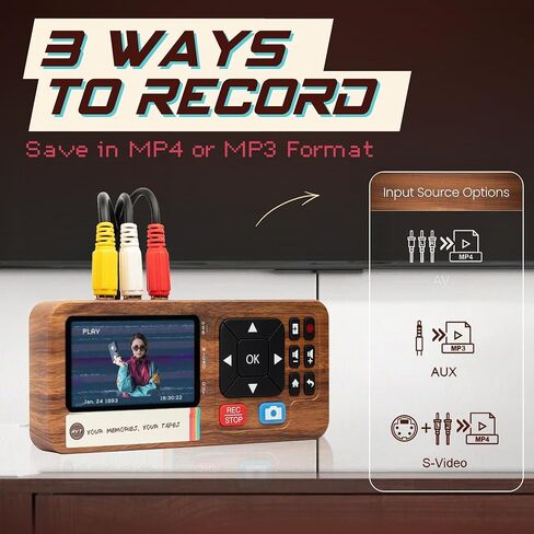 RVT Digitizer 3.0 – VHS to Digital Converter | Convert VHS to Phone & TV Instantly | Works with iPhone & Android USB-C | No Computer Needed | Includes 32GB USB, Screen, HDMI Out | Hi8 Camcorder to MP4 in Saudi Arabia