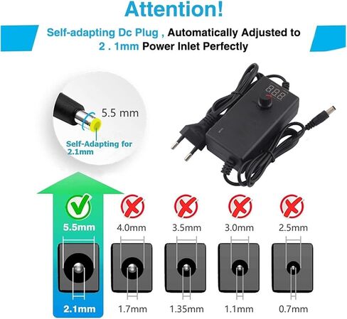 محول الطاقة القابل للتعديل AC إلى DC 3V-12V 3V-24V 9V-24V مع شاشة عرض العرض العالمي 12V 1A 2A محول شاحن التبديل (مع ذكر أنثى DC ، US_9V-24V 1A) in Kuwait