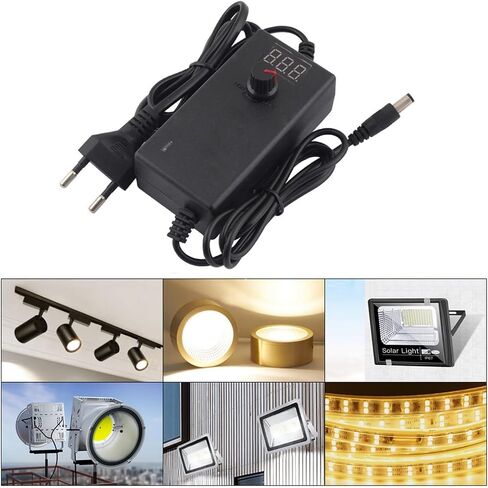 محول الطاقة القابل للتعديل AC إلى DC 3V-12V 3V-24V 9V-24V مع شاشة عرض العرض العالمي 12V 1A 2A محول شاحن التبديل (مع ذكر أنثى DC ، US_9V-24V 1A) in Kuwait