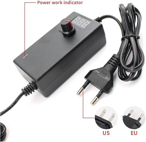 محول الطاقة القابل للتعديل AC إلى DC 3V-12V 3V-24V 9V-24V مع شاشة عرض العرض العالمي 12V 1A 2A محول شاحن التبديل (مع ذكر أنثى DC ، US_9V-24V 1A) in Kuwait