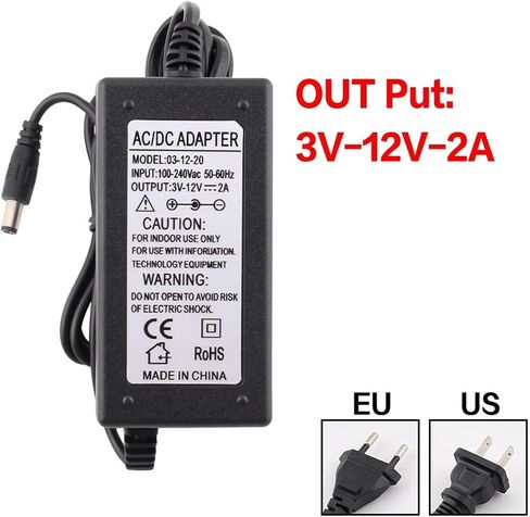 محول الطاقة القابل للتعديل AC إلى DC 3V-12V 3V-24V 9V-24V مع شاشة عرض العرض العالمي 12V 1A 2A محول شاحن التبديل (مع ذكر أنثى DC ، US_9V-24V 1A) in Kuwait