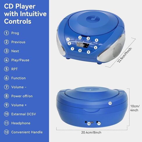 Gueray CD Player Boombox: مشغلات الراديو الأقراص المضغوطة مع مكبرات صوت هوم صوتي FM Radio Aux الدعم الدعم مدخلات وضع التشغيل وضع التشغيل Prog Progr. in Kuwait