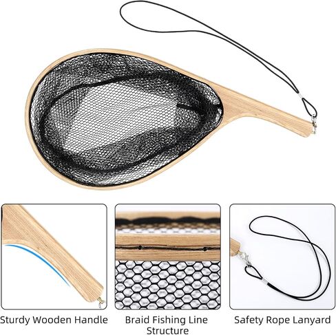 Fly Fishing Net, Soft Mesh Trout with Handle, Catch and Release Landing for Freshwater, Saltwater, Gift for Anglers & Fly Fishing Enthusiasts in Saudi Arabia