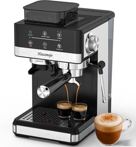 Grindpro 20bar Espresso Machine مع طاحونة مدمجة وحليب متكافئ ، صانع قهوة مزدوجة من الفولاذ المقاوم للصدأ من أجل الإسبريسو ، لاتيه وكابتشينو ، سهلة نظيفة ، مثالية للاستخدام المنزلي in Saudi Arabia