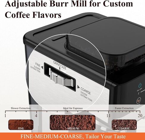 Grindpro 20bar Espresso Machine مع طاحونة مدمجة وحليب متكافئ ، صانع قهوة مزدوجة من الفولاذ المقاوم للصدأ من أجل الإسبريسو ، لاتيه وكابتشينو ، سهلة نظيفة ، مثالية للاستخدام المنزلي in Saudi Arabia