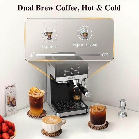 Grindpro 20bar Espresso Machine مع طاحونة مدمجة وحليب متكافئ ، صانع قهوة مزدوجة من الفولاذ المقاوم للصدأ من أجل الإسبريسو ، لاتيه وكابتشينو ، سهلة نظيفة ، مثالية للاستخدام المنزلي in Saudi Arabia