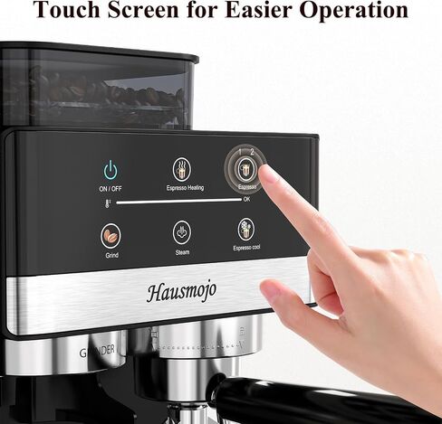 Grindpro 20bar Espresso Machine مع طاحونة مدمجة وحليب متكافئ ، صانع قهوة مزدوجة من الفولاذ المقاوم للصدأ من أجل الإسبريسو ، لاتيه وكابتشينو ، سهلة نظيفة ، مثالية للاستخدام المنزلي in Saudi Arabia