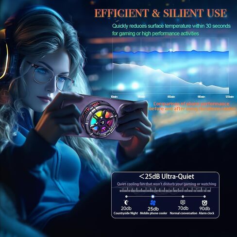 برودة الهاتف الخليوي للألعاب ، برودة مروحة تبريد الهاتف لجهاز iPhone/iPad للحفاظ على هاتفي بارز ، مشعال تبريد الهاتف المغناطيسي مع RGB LED Dinkink لسلسلة iPhone Magsafe/Samsung/Android (النوع A) in Kuwait