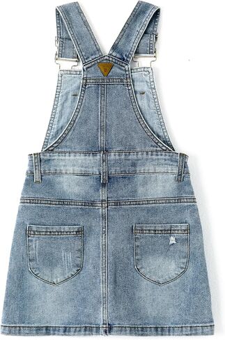 Girls Denim Skirts,Baby Little Big Girls Ripped Soft Stretchy Jeans Overall Dress in Saudi Arabia