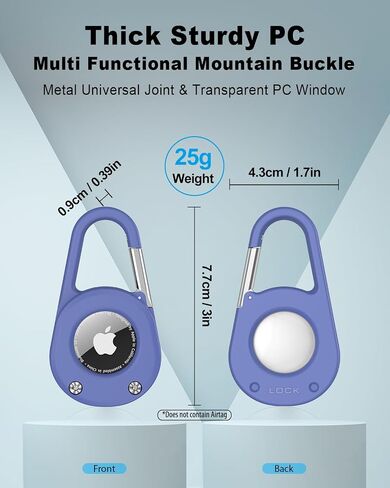 SCALLOP for AirTag (1st & 2nd Gen) Keychain with Carabiner,Thick Hard PC Air Tag Holder,IPX8 Waterproof,Secure Lock in Kuwait