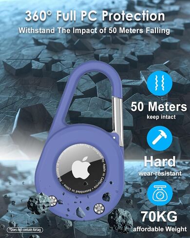 SCALLOP for AirTag (1st & 2nd Gen) Keychain with Carabiner,Thick Hard PC Air Tag Holder,IPX8 Waterproof,Secure Lock in Kuwait