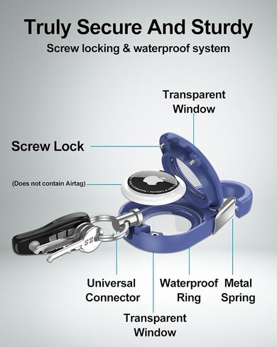 SCALLOP for AirTag (1st & 2nd Gen) Keychain with Carabiner,Thick Hard PC Air Tag Holder,IPX8 Waterproof,Secure Lock in Kuwait