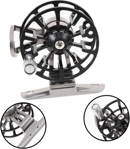 BESPORTBLE Portable Ice Fishing Reel Black All Metal Front Drag Fishing Pole Wheel Tool Compatible with Straight Handle and Sea Rods for Enhanced Angling Experience in Saudi Arabia