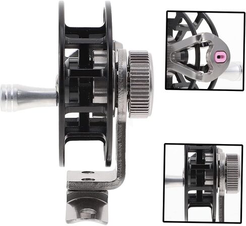 BESPORTBLE Portable Ice Fishing Reel Black All Metal Front Drag Fishing Pole Wheel Tool Compatible with Straight Handle and Sea Rods for Enhanced Angling Experience in Saudi Arabia