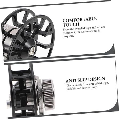 Balacoo Ice Fishing Reel Black Full Metal Rocker Arm Fishing Pole Accessory Ergonomic Handle Durable Outdoor Sea Pole Gear for Comfortable Angling Experience in Saudi Arabia