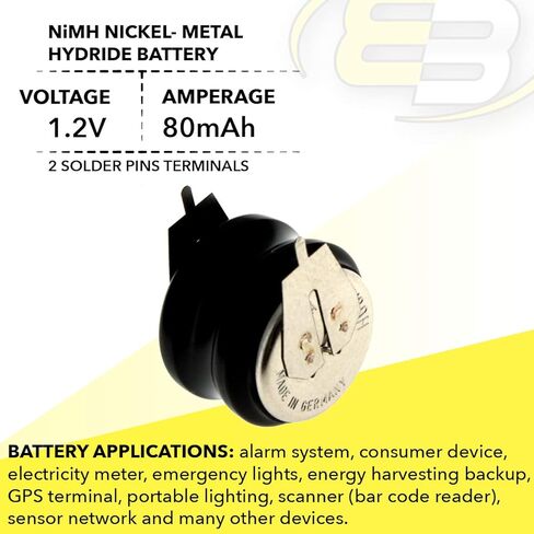 2/V80H-2P 2.4V 80MAH NIMH بطارية مع 2 دبابيس للإضاءة ، والساعات الصناعية ، GPS-TRACKER ، منارة لاسلكية ، ecall ، تتبع المركبات ، إنذار السيارة ، الطاقة الشمسية in Kuwait