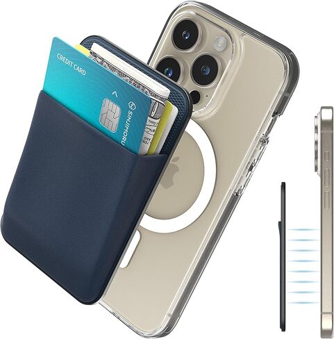Sinjimoru for MagSafe Wallet Stretchy Lycra Fabric 2600G Secure Magnetic Strength Minimalist Wallet Compatible with iPhone 16 15 14 13 12 MagSafe Case M-Basic Black in Saudi Arabia