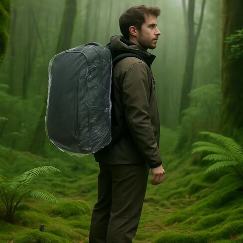 10 PCS Disposable Backpack Rain Cover Waterproof, Portable Waterproof Bag Cover Compact Raincoat Rain-Cover for Backpack Elastic Covers Protector for Outdoor Camping Hiking Cycling Emergency, 30L-40L in Saudi Arabia