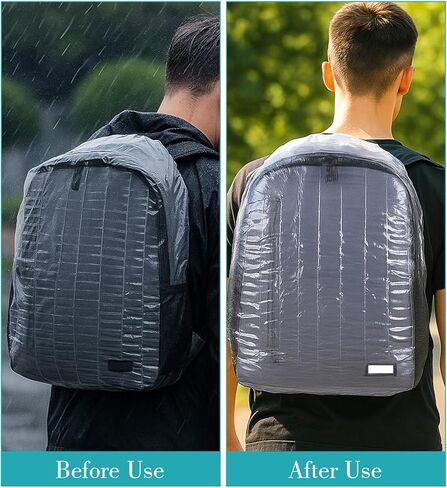 10 Pack Backpack Rain Cover, Disposable Waterproof Lightweight Backpack Cover Elastic Protector for Backpacks Outdoor Hiking Cycling Camping Travel Emergency 15-40L in Kuwait