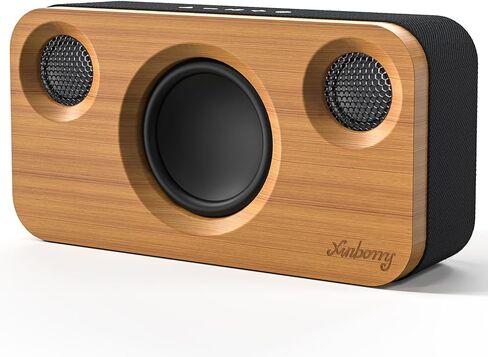 Portable Bluetooth Speaker with Deep Bass, 40W(Peak),Bluetooth 5.3,15-Hour Playtime, AUX, TF Card, 2 Way Stereo Sound Wood Home Audio for Indoor, Party, Outdoor, Camping in Kuwait