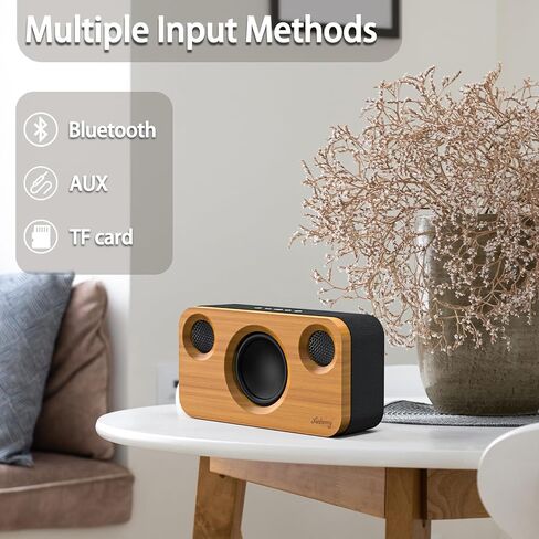 Portable Bluetooth Speaker with Deep Bass, 40W(Peak),Bluetooth 5.3,15-Hour Playtime, AUX, TF Card, 2 Way Stereo Sound Wood Home Audio for Indoor, Party, Outdoor, Camping in Kuwait