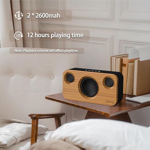 Portable Bluetooth Speaker with Deep Bass, 40W(Peak),Bluetooth 5.3,15-Hour Playtime, AUX, TF Card, 2 Way Stereo Sound Wood Home Audio for Indoor, Party, Outdoor, Camping in Kuwait