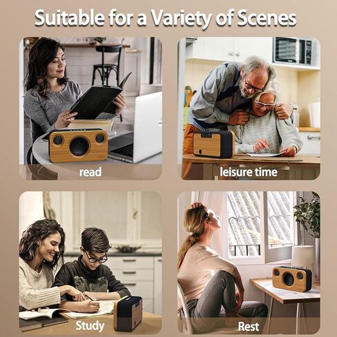 Portable Bluetooth Speaker with Deep Bass, 40W(Peak),Bluetooth 5.3,15-Hour Playtime, AUX, TF Card, 2 Way Stereo Sound Wood Home Audio for Indoor, Party, Outdoor, Camping in Kuwait