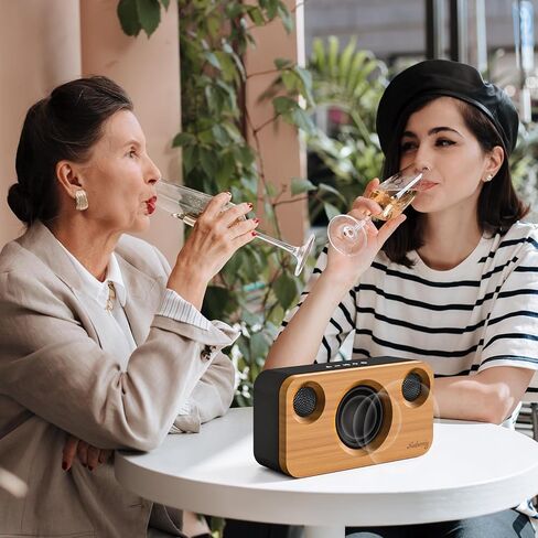 Portable Bluetooth Speaker with Deep Bass, 40W(Peak),Bluetooth 5.3,15-Hour Playtime, AUX, TF Card, 2 Way Stereo Sound Wood Home Audio for Indoor, Party, Outdoor, Camping in Kuwait