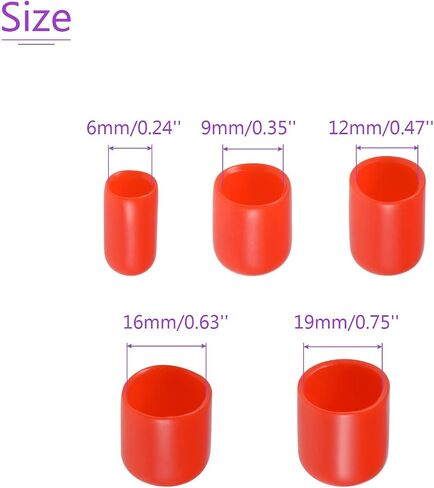 DMiotech 50 حزمة 1/4" 3/8" 1/2" 5/8" 3/4" ID الأبيض برغي موضوع حماة المطاط نهاية قبعات الترباس يغطي لأنابيب الأثاث المسمار الترباس in Saudi Arabia