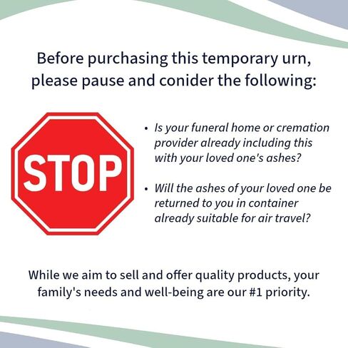 TSA Approved Fly-Safe and Temporary Travel Cremation Urn Kit for Human Ashes - Airline Friendly - 200 Cubic Inch Capacity - Airline-Ready Black Plastic Urn with Included Travel Box in Kuwait