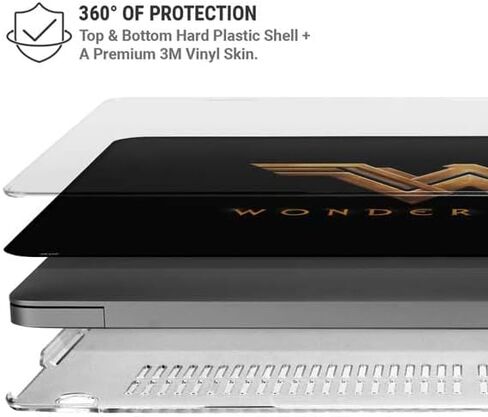 Skinit Case + Skin Compatible with MacBook Pro 14in (2021) - Officially Licensed Warner Bros Wonder Woman Gold Logo Design in Saudi Arabia