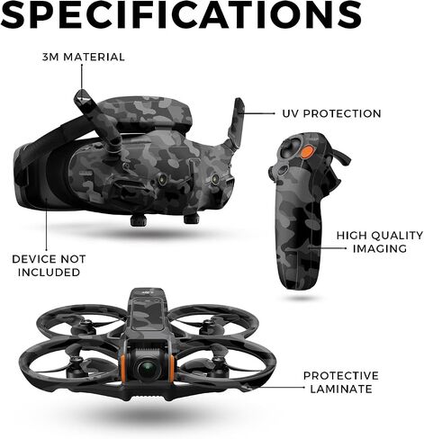 DRONE SNOOD متوافق مع DJI Avata 2 Bundle (2024) - الأسود CAMO - غطاء ملصق واقي فينيل 3M Premium 3M - يسهل تطبيقه | مصنوع في الولايات المتحدة الأمريكية من قبل Mayyskins in Saudi Arabia