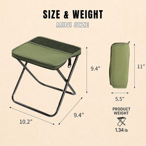 Folding Camp Stool, Lightweight Foldable Camping Stool, Compact Mini Chair for Outdoor Activities, Hiking, Fishing, and Travel, Portable and Durable, Holds Up to 265 lbs (Regular) in Saudi Arabia