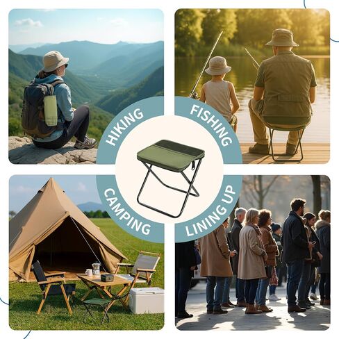 Folding Camp Stool, Lightweight Foldable Camping Stool, Compact Mini Chair for Outdoor Activities, Hiking, Fishing, and Travel, Portable and Durable, Holds Up to 265 lbs (Regular) in Saudi Arabia