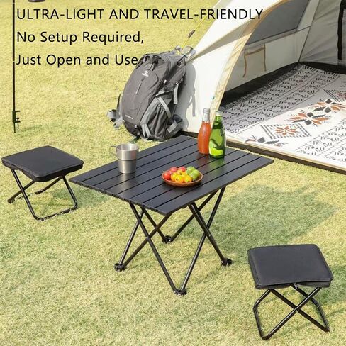 Portable Folding Camping Stool, 11-inch Ultra-Light and Foldable Backpack Stool, Carbon Steel Material, 300-Pound Load-Bearing Capacity Camping Ottoman,Pop up Stool Suitable for Various Outdoor in Saudi Arabia