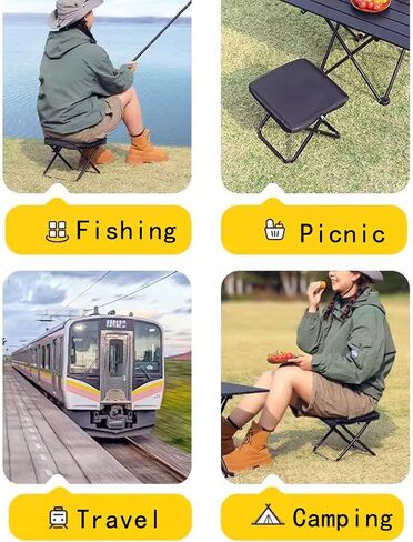 Portable Folding Camping Stool, 11-inch Ultra-Light and Foldable Backpack Stool, Carbon Steel Material, 300-Pound Load-Bearing Capacity Camping Ottoman,Pop up Stool Suitable for Various Outdoor in Saudi Arabia