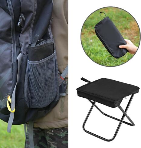 Portable Folding Camping Stool, 11-inch Ultra-Light and Foldable Backpack Stool, Carbon Steel Material, 300-Pound Load-Bearing Capacity Camping Ottoman,Pop up Stool Suitable for Various Outdoor in Saudi Arabia