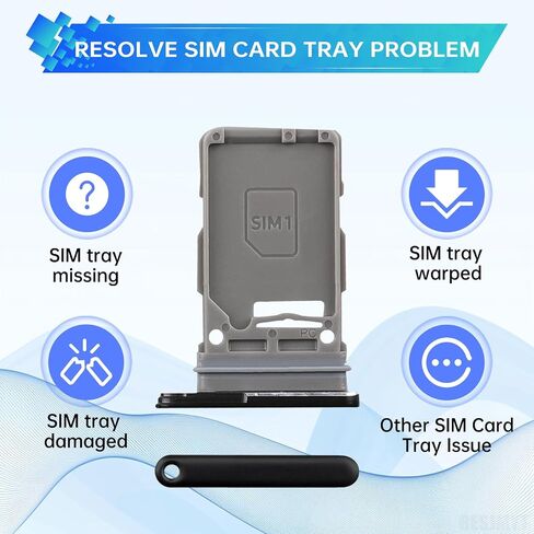 بالنسبة إلى Samsung Galaxy S21 Ultra 5G SIM ، استبدال علبة بطاقة SIM (إصدار SIM واحد) محول حامل صينية البطاقة الأسود Phantom مع قاذف الإبرة لـ S21 Ultra 5G SM-G998U SM-G998U1 in Saudi Arabia